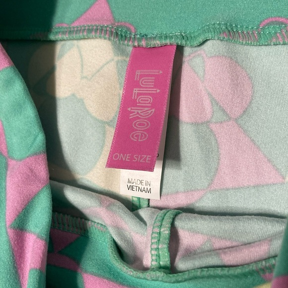 Lularoe Disney Leggings Green Pink Yellow Polyester & Spandex One Size - Picture 3 of 14